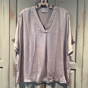 Lola + Sophie V-Neck Top - Silver